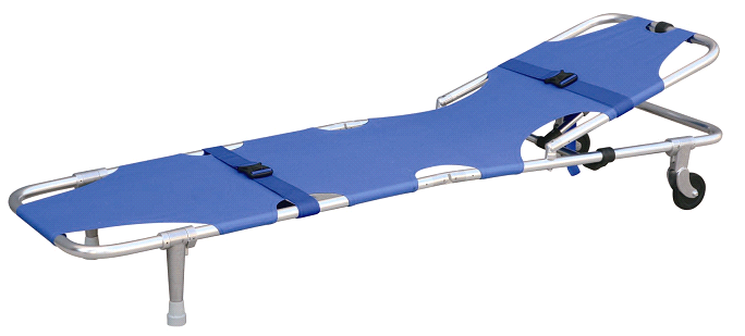 EM-1F3 Folding Stretcher with Wheels (two fold)