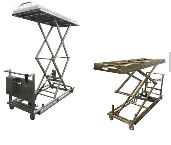  Stainless steel double sicssors Hydraulic mortuary body lifter