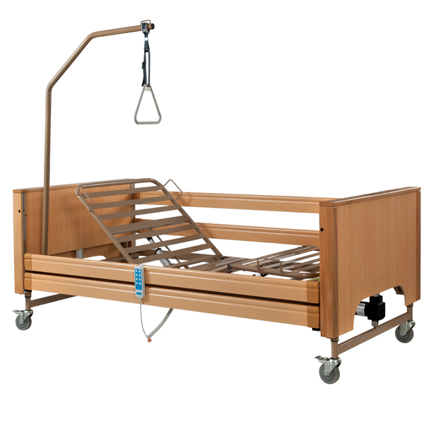BH101 Nursing Bed with metal siderails and lifting pole