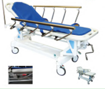 TC9A manual patient transfer stretcher with foldable stainless steel siderail