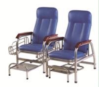 AC004 Stainless Steel 2-Position Clinical Recliner Chair with foot step
