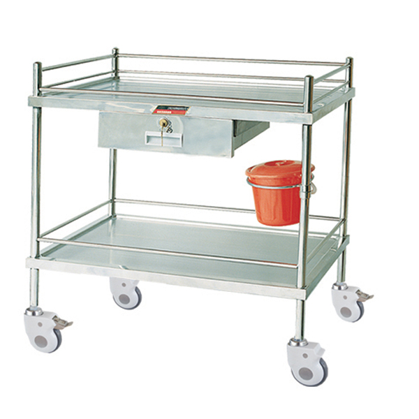 SS100B SUS304 medical trolley with drawer and bucket