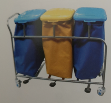 SS300F three waste bag trolley with foot pedal