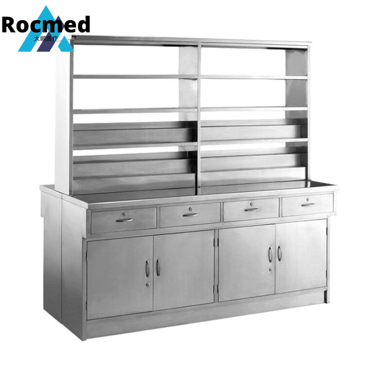 Double Two Side Stainless Steel Hospital Furniture Medical Cabinet, Hospital Instrument Cabinet Glasse Metal Western Medicine Cupboard Medical Cabinet