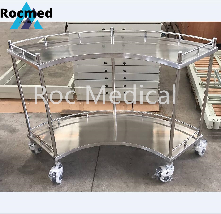 Cheap Price Stainless Steel Hospital Medical Fan-Shaped Instrument Treatment Trolley for Hospital Use