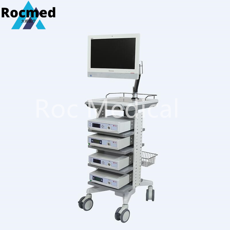 Height Adjustable Hospital Medical Endoscopy Laparoscopy Trolley Monitor Trolley