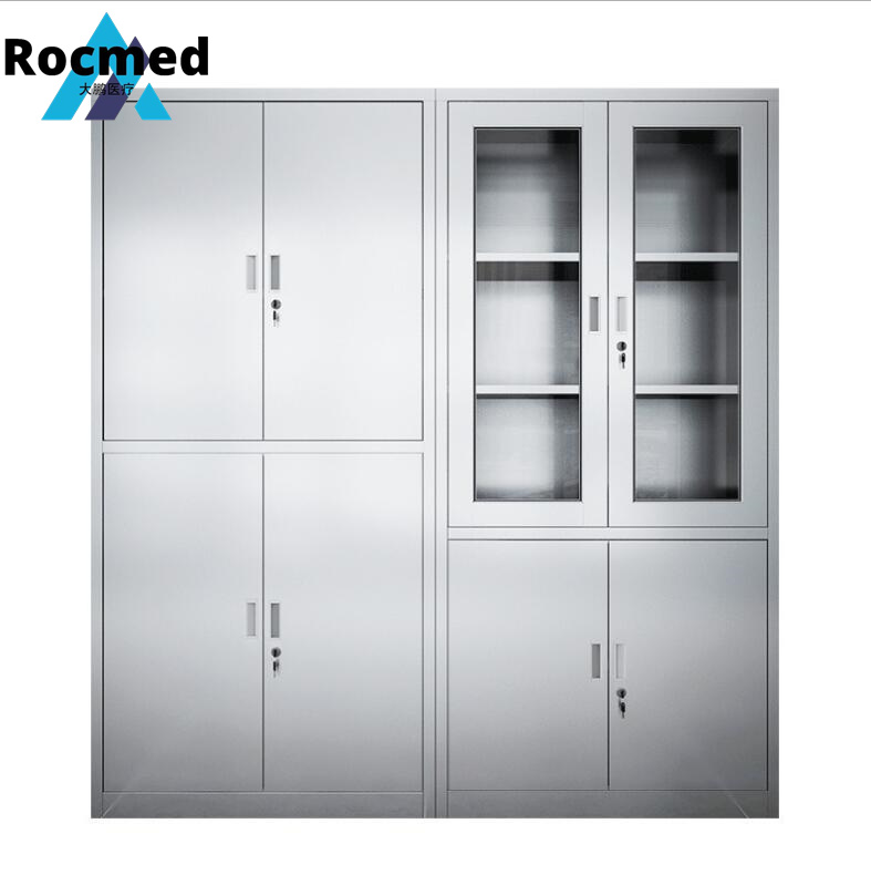 Clinic Instrument File Pharmacy Drawers Storage Cabinet, Medicine Cupboard Instrument Cabinet for for Drug Store 4 Doors