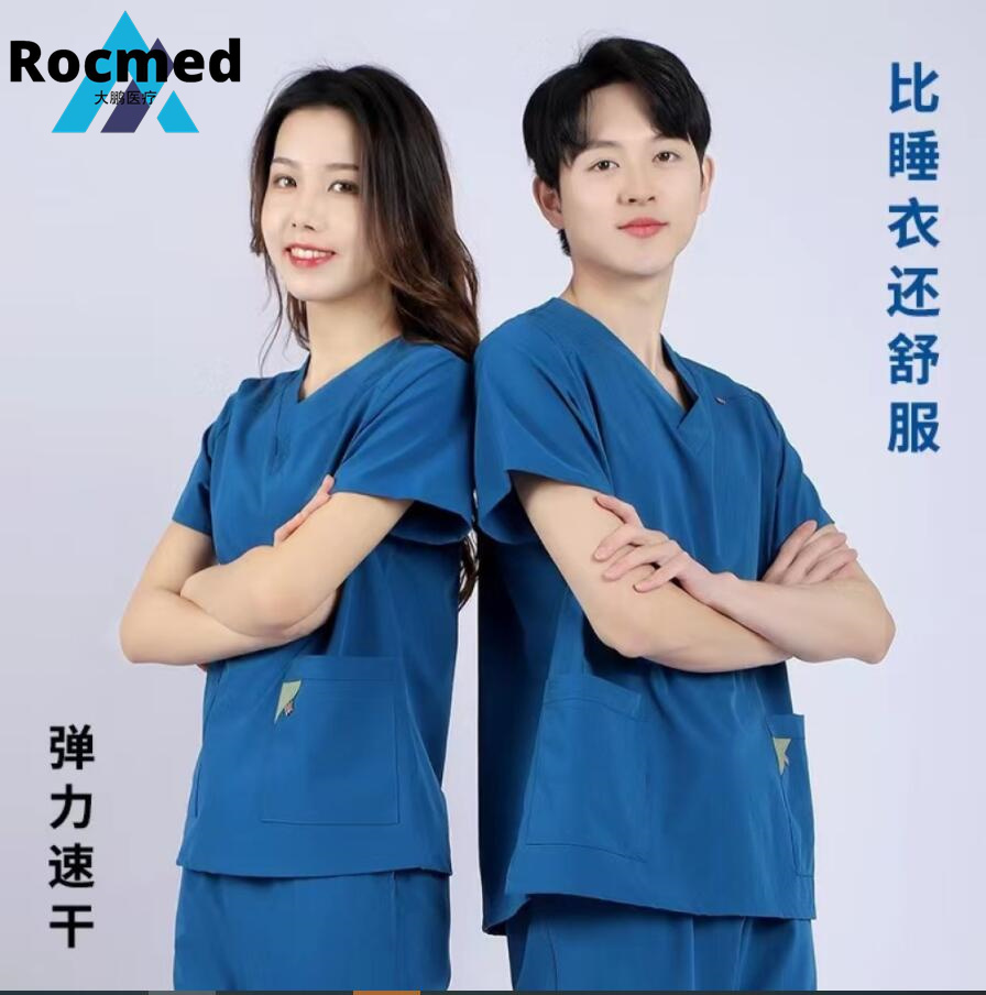 Navy Blue Short Sleeve/Long Sleeve Cotton Polyester Fabric Hospital Medical Woman Nurse Scrub/Private Label Scrub Tops Nurses Uniform Scrubs Set Medical Scrub