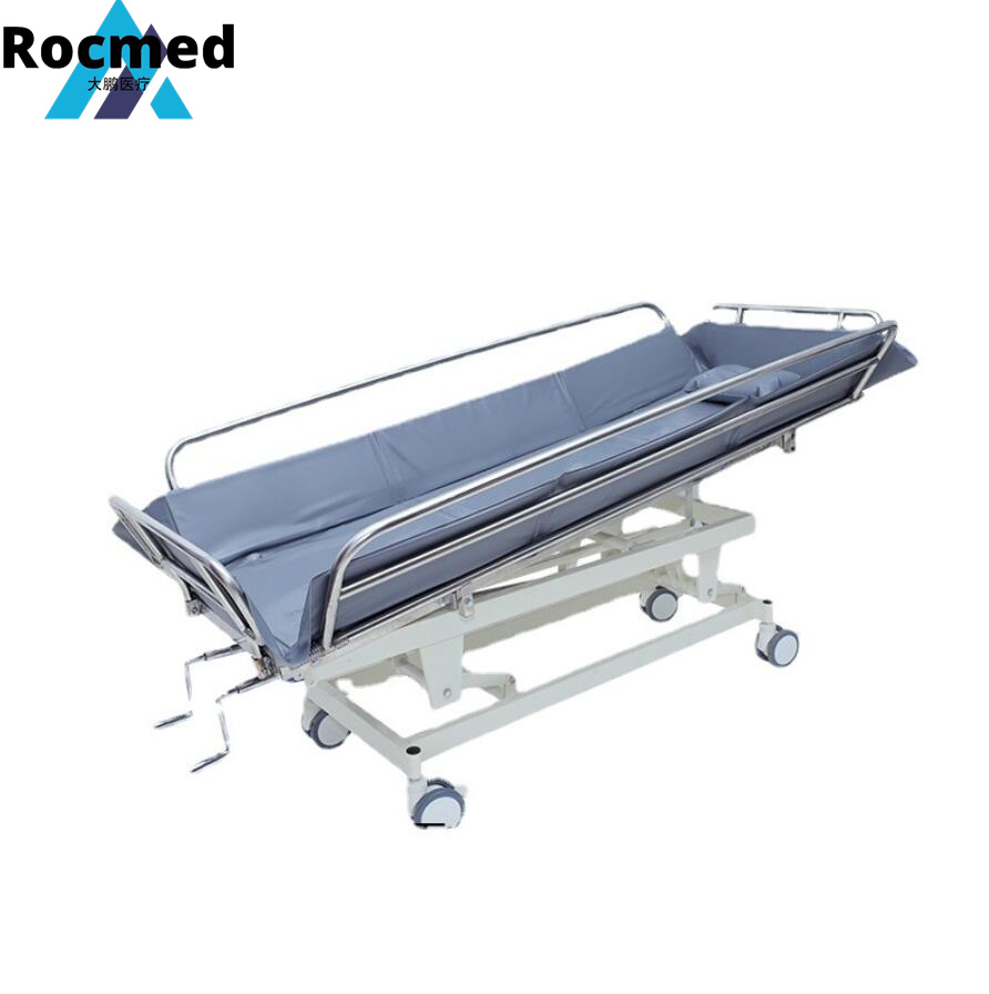 Economic Hydraulic Patient Shower Bed/Reusable and Portable Stainless Steel Shower Bed with Mattress/ Low Price Manual Shower Bath Bed for Sale Price