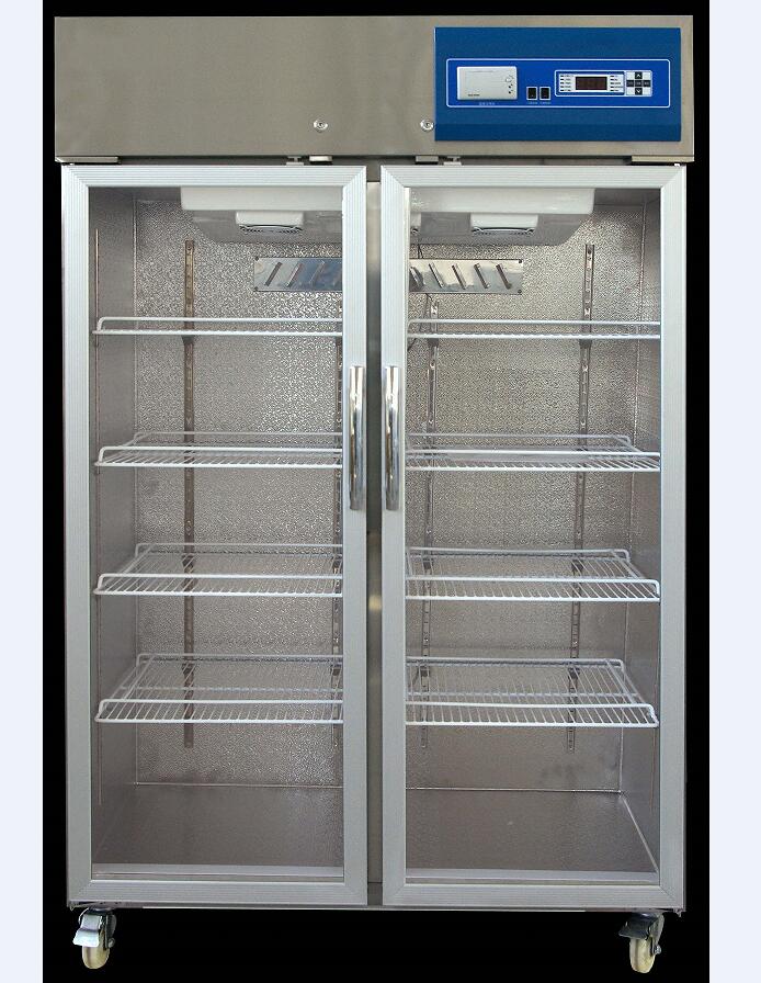 Medical 950L Double Doors Blood Bank Storage Refrigerator with with 304 Stainless Steel Inner Chamber