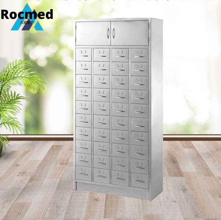 Medicine Storage Locker, 304 Stainless Steel Cabinets Pharmacy Medicine Storage Locker with Multiple Drawers Drug Store