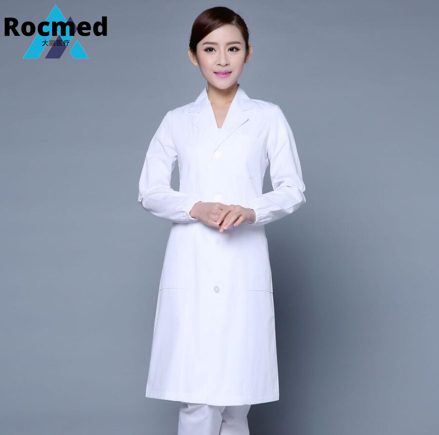  White Lab Coat Nurse Doctor Long Sleeve Anti-Static Uniforms Clothes Beauty Oral Dentist Surgery Hospital Uniform for Men and Women Manufacturer Price