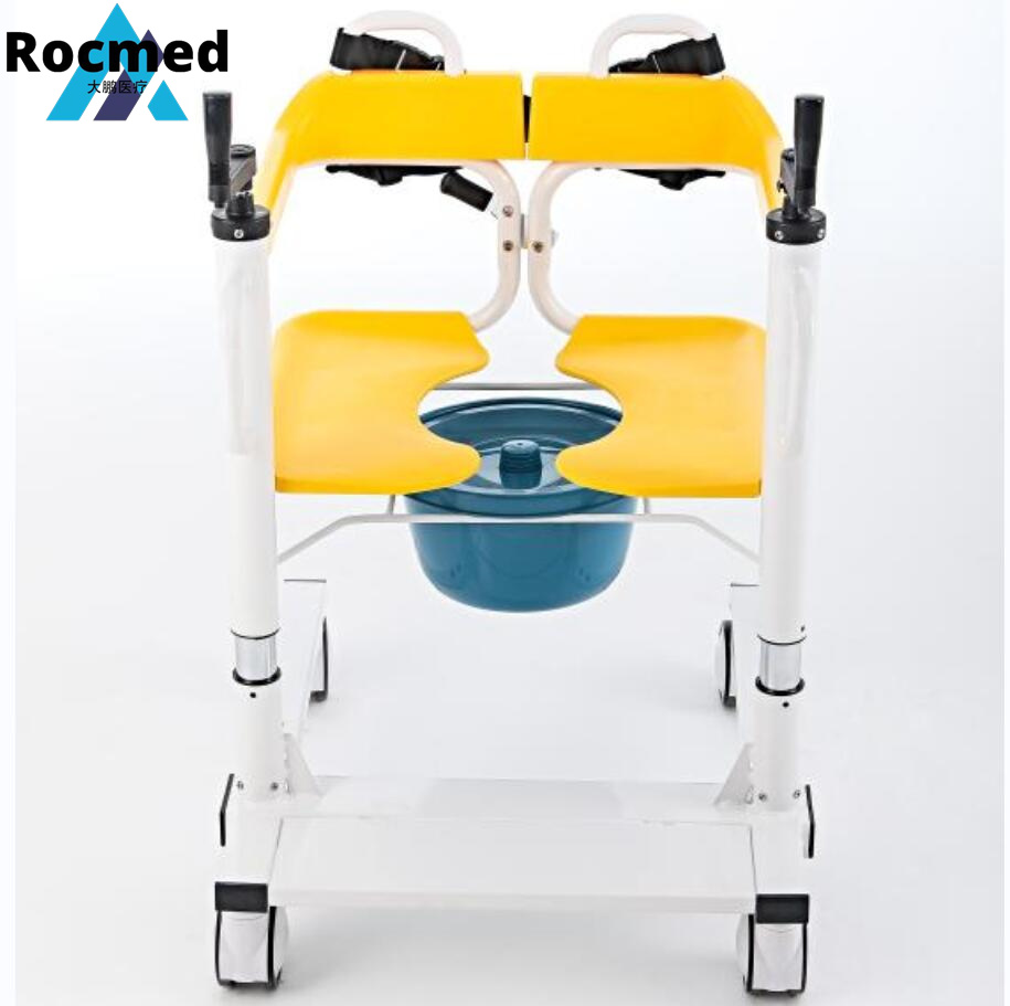 Manual Patient Transfer Lift Chair with Wheels Medical Shift Machine with Commode Toilet for Disabled Elderly Home Care China Manufacturer