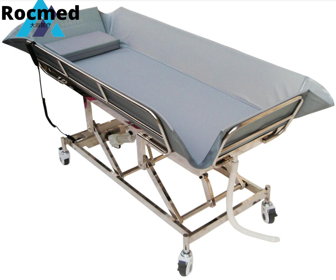 Hospital Medical Stainless Steel Waterproof Electric Motor Hydraulic Heigt Adjustment Bath Bed/Portable Durable Height Adjustable Metal Frame Shower Trolley