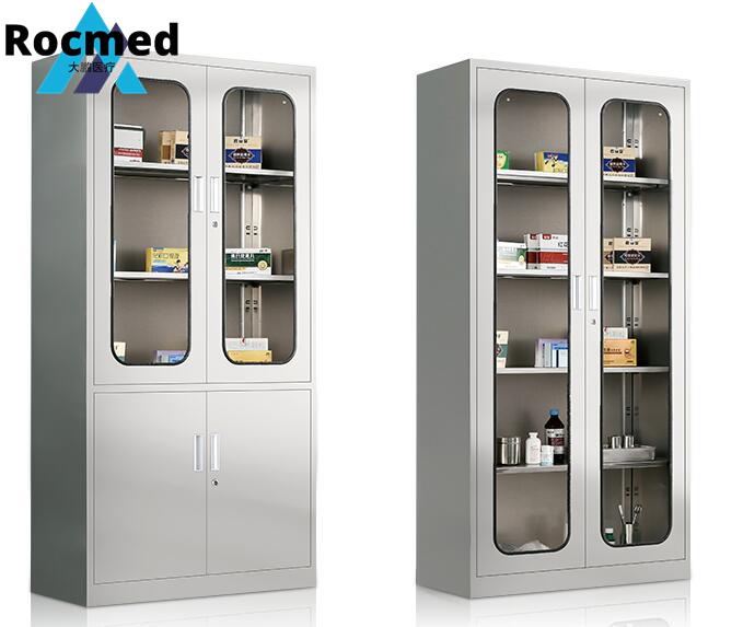 Hospital Medical Medicine Instrument Cabinet Office File Cabinet for Pharmacy Storage with Glass and Door, 6 Layers