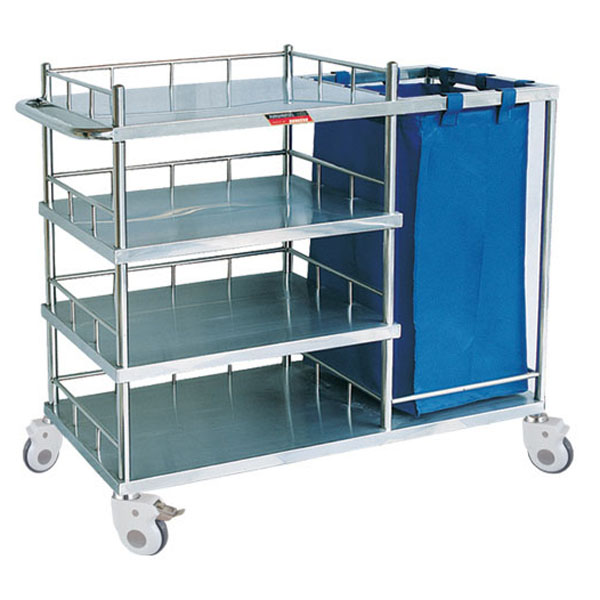 3 Shelves Layers Stainless Steel Linen Dressing Instrument Treatment Trolley with Waterproof Canvas Dust Bag