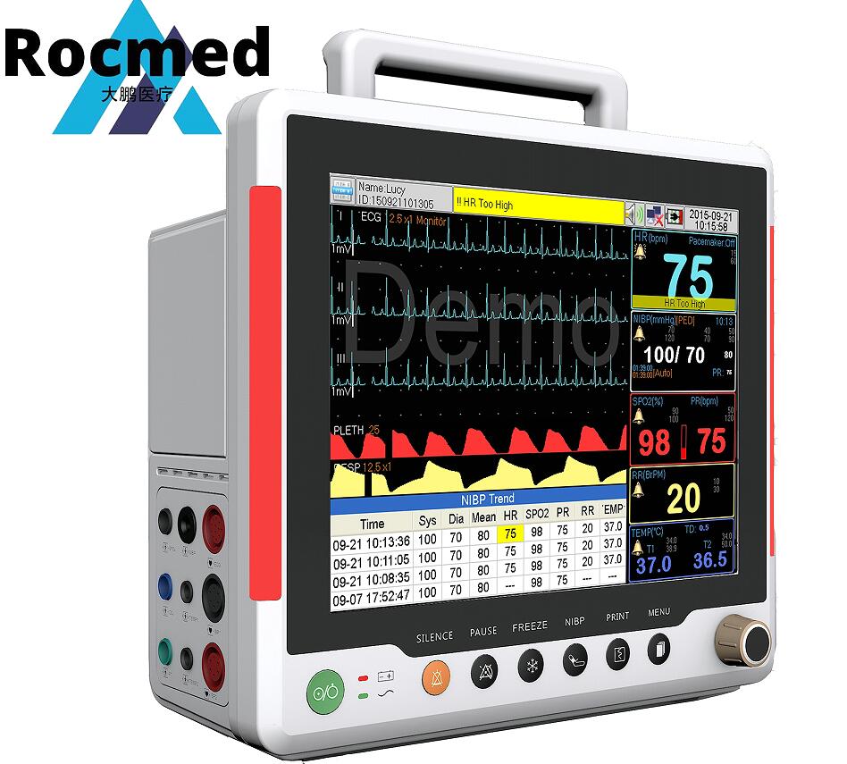 Ready Stock Patient Monitor Most Affordable Bedside Multi Parameter with Touch Screen /Portable/SpO2/ECG/2NIBP/Etco2/ECG/Mainstream/Sidestream
