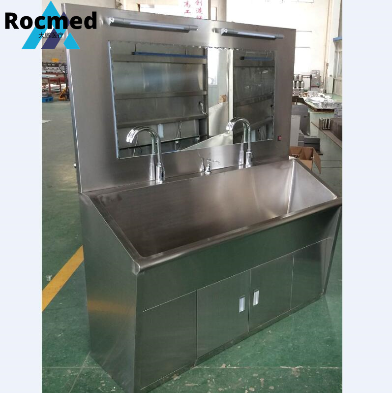  Two Person 304 Stainless Steel Automatic Hand Washing Sink with Inductive Taps
